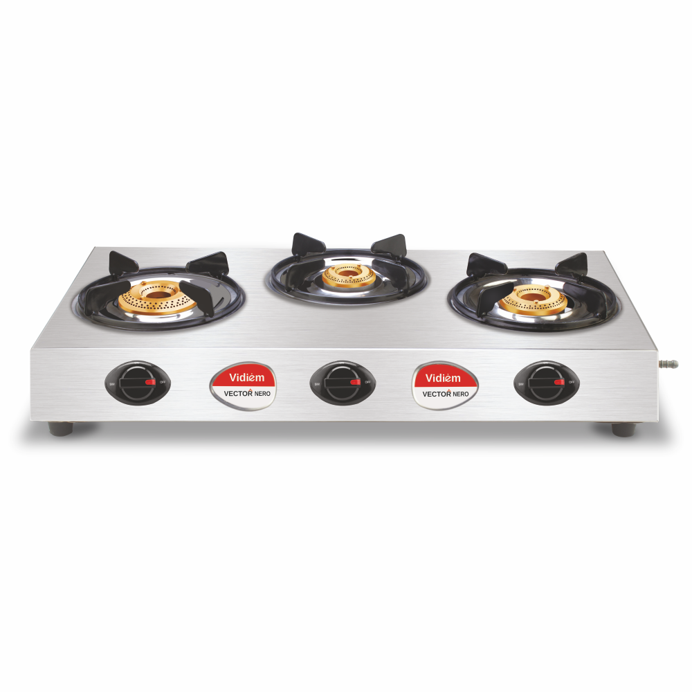 VIDIEM SS GAS STOVE 3BURNER -VECTOR NERO VIDIEM SS GAS STOVE 3BURNER -VECTOR NERO